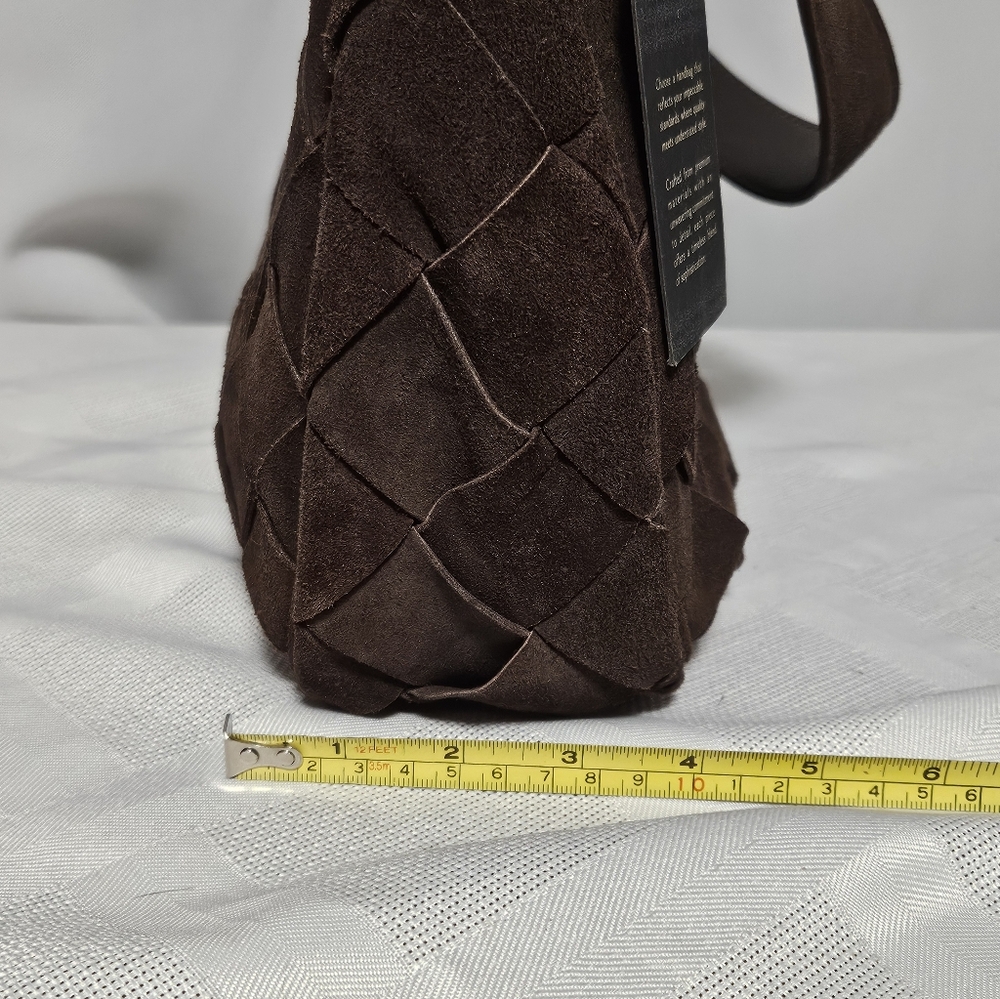 Chocolate Suede Woven Crescent/hobo Bag W/ Crossbody Option - Picture 10 of 11